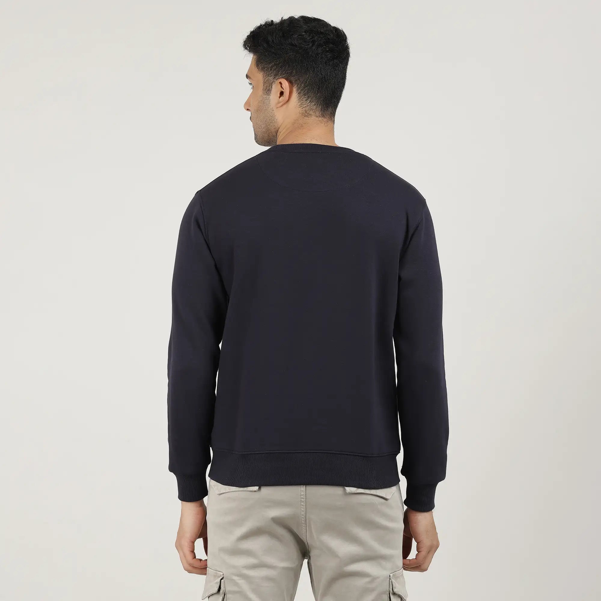 Navy Varsity Round Neck Sweatshirt