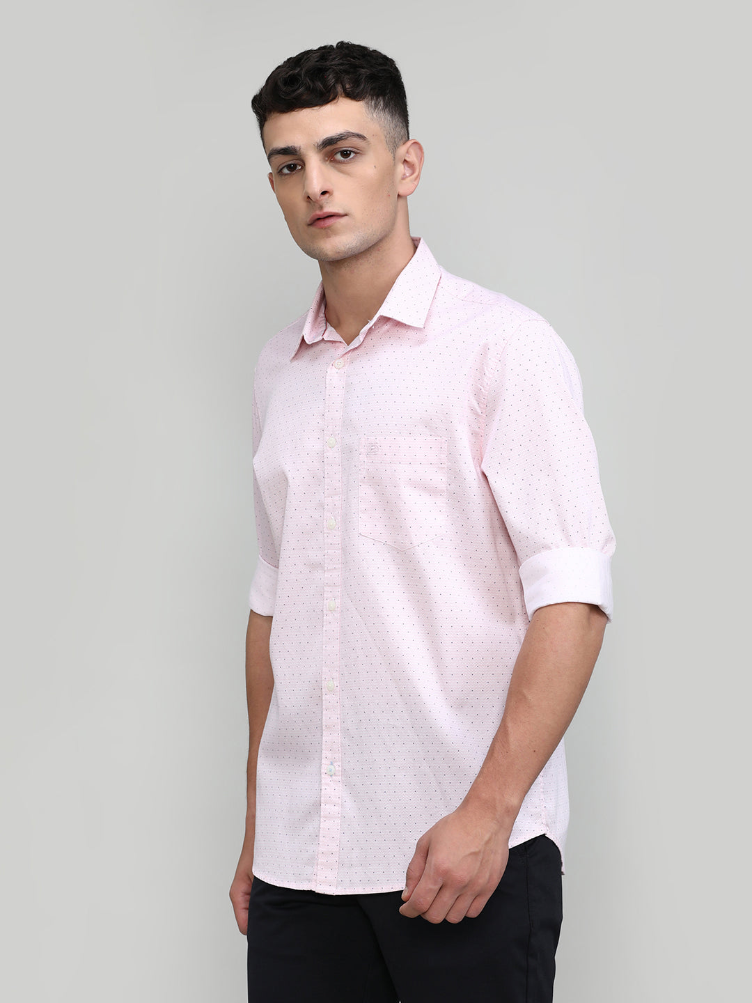 Cherry Red Slim Fit Premium Cotton Printed Shirt With Pocket-SS25
