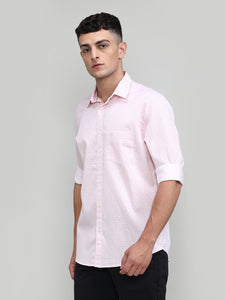 Cherry Red Slim Fit Premium Cotton Printed Shirt With Pocket-SS25