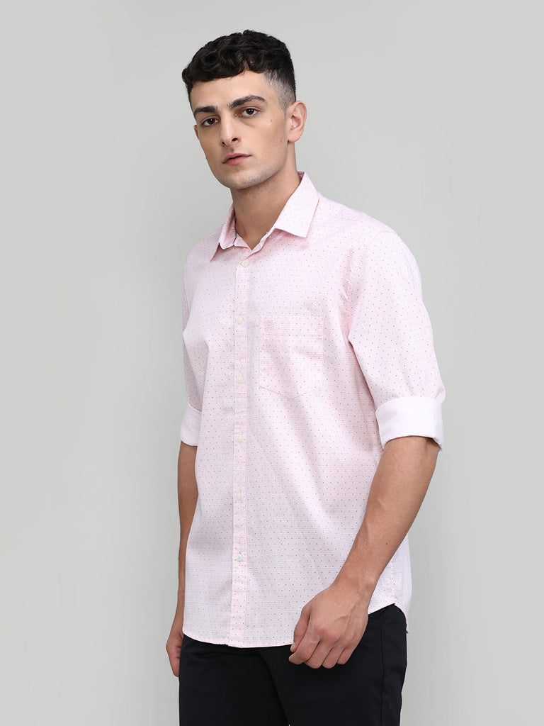 Cherry Red Slim Fit Premium Cotton Printed Shirt With Pocket