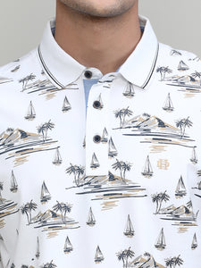 Sea Salt Jersey Cotton Lycra Printed Polo T-shirt