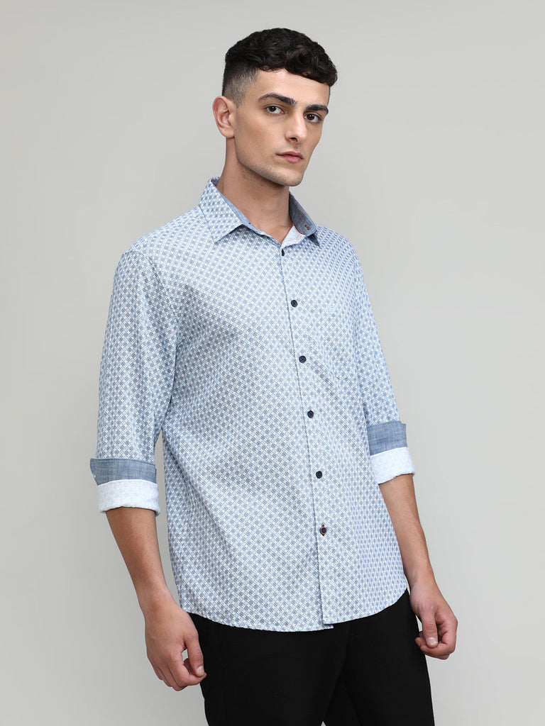 Sky Slim Fit Premium Cotton Printed Shirt With Pocket