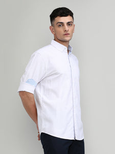 Lilac Slim Fit Premuim Cotton Stripes Shirt With Button Down Collar