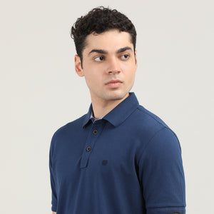 Indigo Pique Polo T-shirt