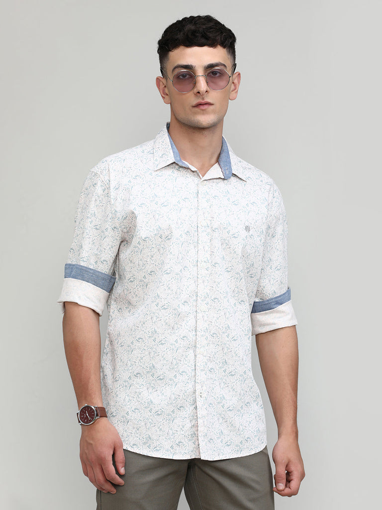 Pink Slim Fit Premium Cotton Printed Shirt
