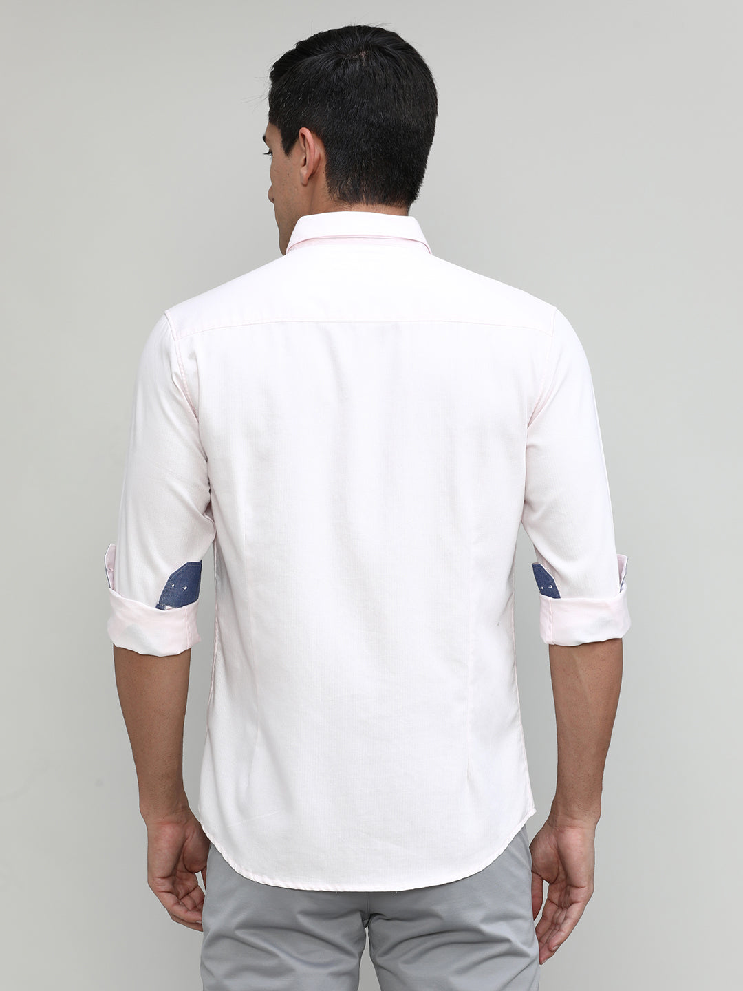 Baby Pink Slim Fit Premuim Cotton Solid Shirt With Button Down Collar & Pocket