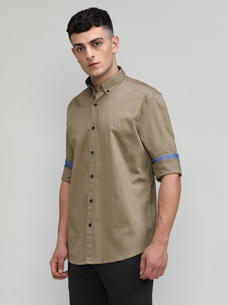 Commissioner Shade Slim Fit Premium Cotton Lycra Solid Shirt