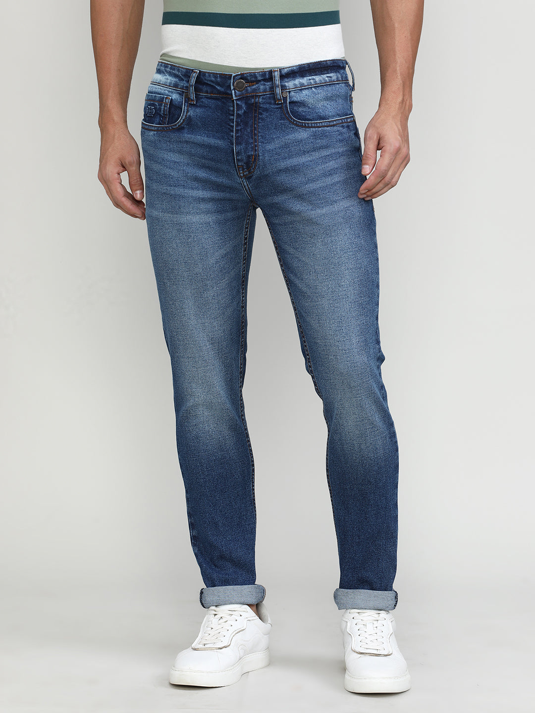 Ice Blue Slim Tapered Stretch Denim