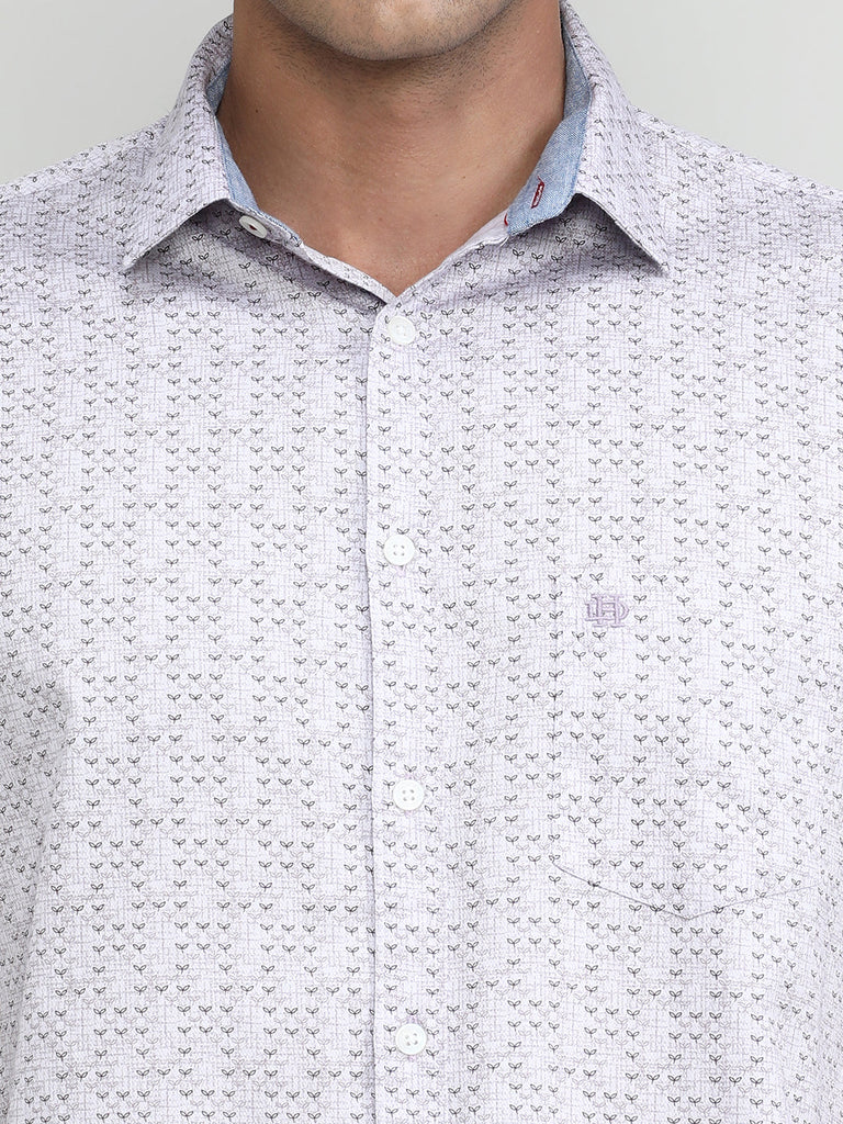 Lilac Slim Fit Premium Cotton Printed Shirt With Pocket