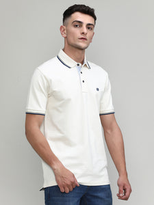 Butter Cream Pique Cotton Lycra Solid Polo T-shirt
