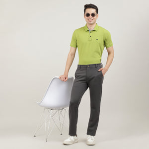 Dark Grey-Cotton Trousers-Slim Tapered Fit, Smart Formals