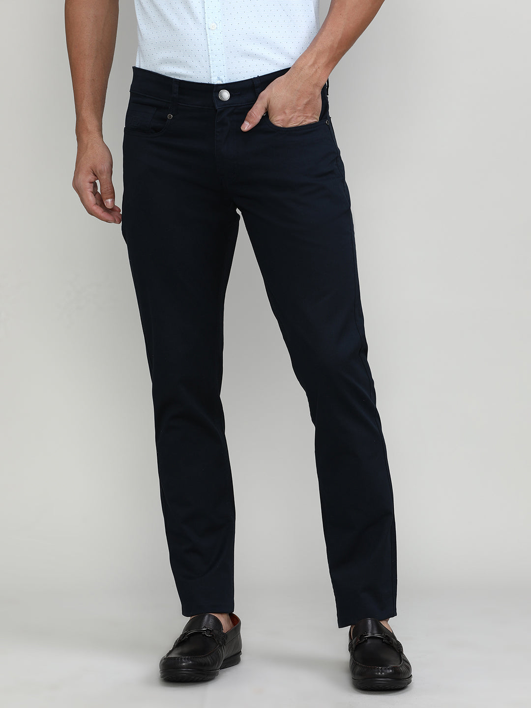 Deep Navy Slim Tapered Cotton Stretch Jeans