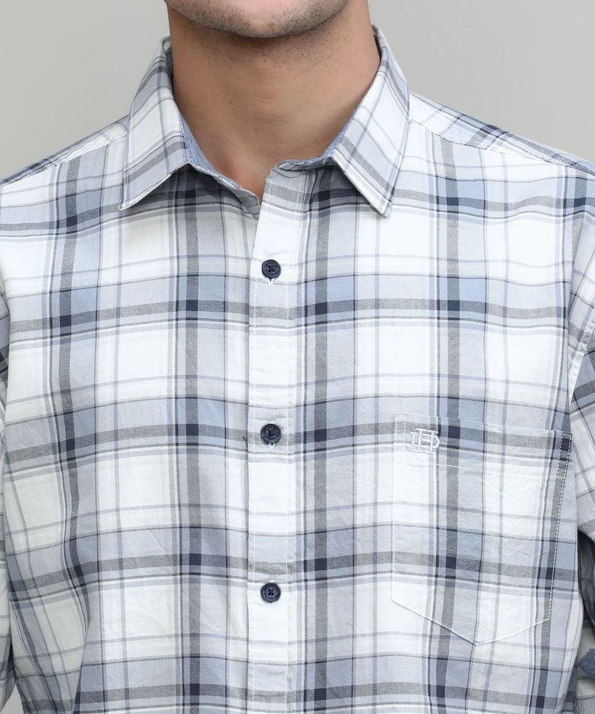 Steel Shade Slim Fit Premuim Cotton Checks Shirt With Regular Pocket