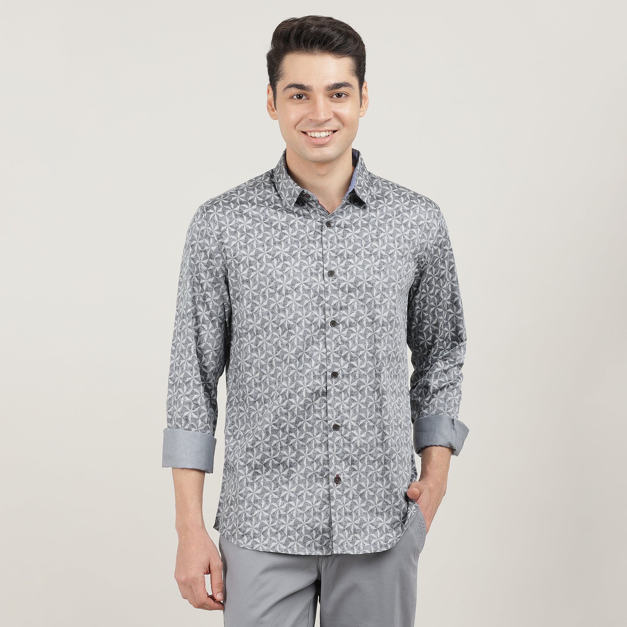 LT.GREY, FULL SLEEVES SHIRT, PRINT-AW24