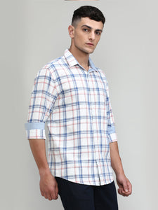 Royal Blue Slim Fit Premuim Cotton Checks Shirt -SS25
