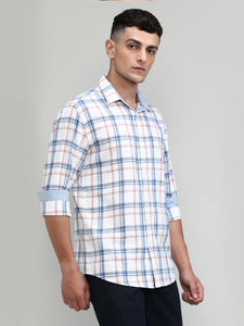 Royal Blue Slim Fit Premuim Cotton Checks Shirt