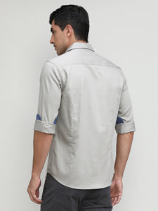 Sand Stone Slim Fit Premium Cotton Lycra Solid Shirt With Pocket-SS25