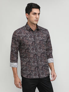 Exclusive Purple Collection Copper Slim Fit Printed Premium Cotton Shirt