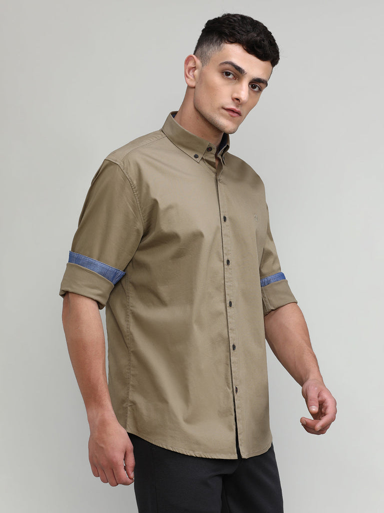 Commissioner Shade Slim Fit Premium Cotton Lycra Solid Shirt