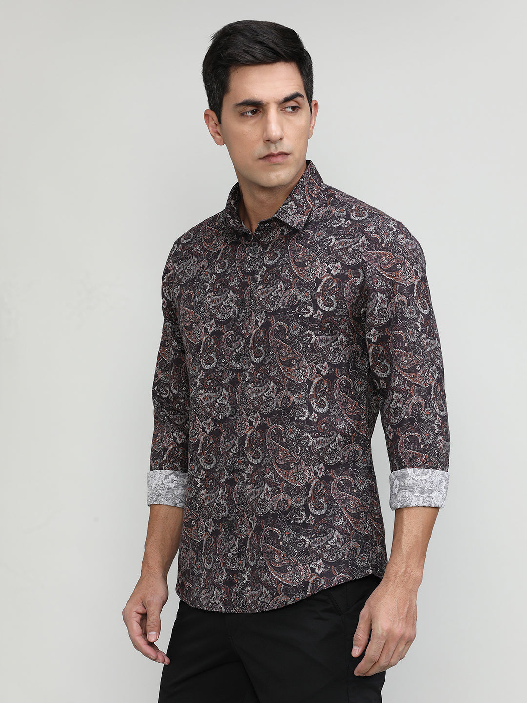 Exclusive Purple Collection Copper Slim Fit Printed Premium Cotton Shirt
