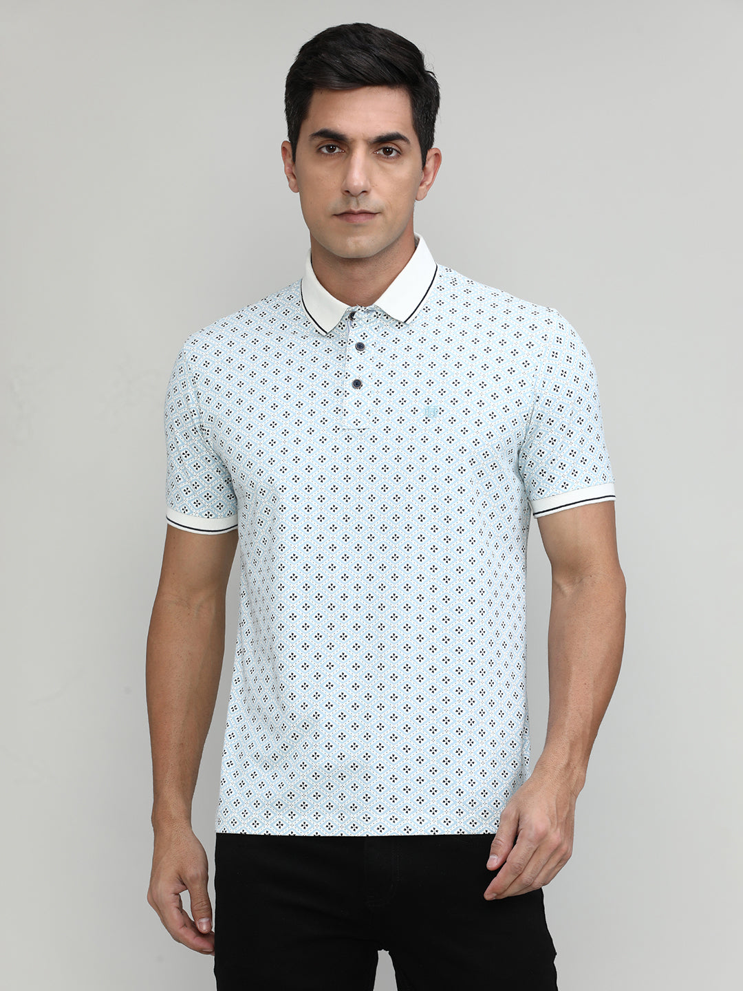 Coral Jersey Cotton Lycra Printed Polo T-shirt