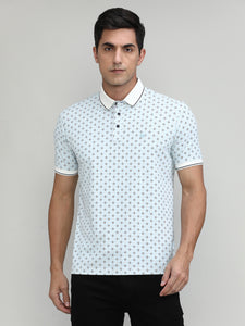 Coral Jersey Cotton Lycra Printed Polo T-shirt