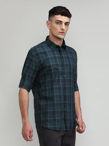 Exclusive Purple Collection Deep Green Slim Fit Premium Cotton Checks Shirt