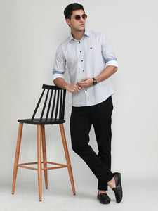 White Slim Fit Premium Cotton Printed Shirt