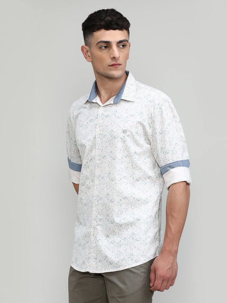 Pink Slim Fit Premium Cotton Printed Shirt