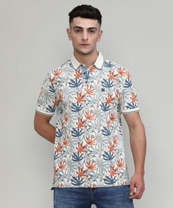 Sunflower Pique Cotton Lycra Printed Polo T-shirt