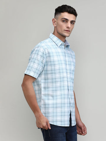 Sky Slim Fit Premuim Cotton Checks Shirt With Pocket