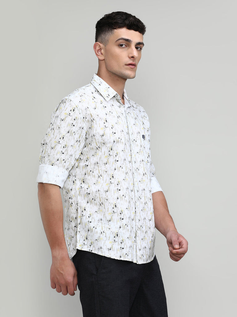 Lemon Slim Fit Premium Cotton Printed Shirt With Pocket