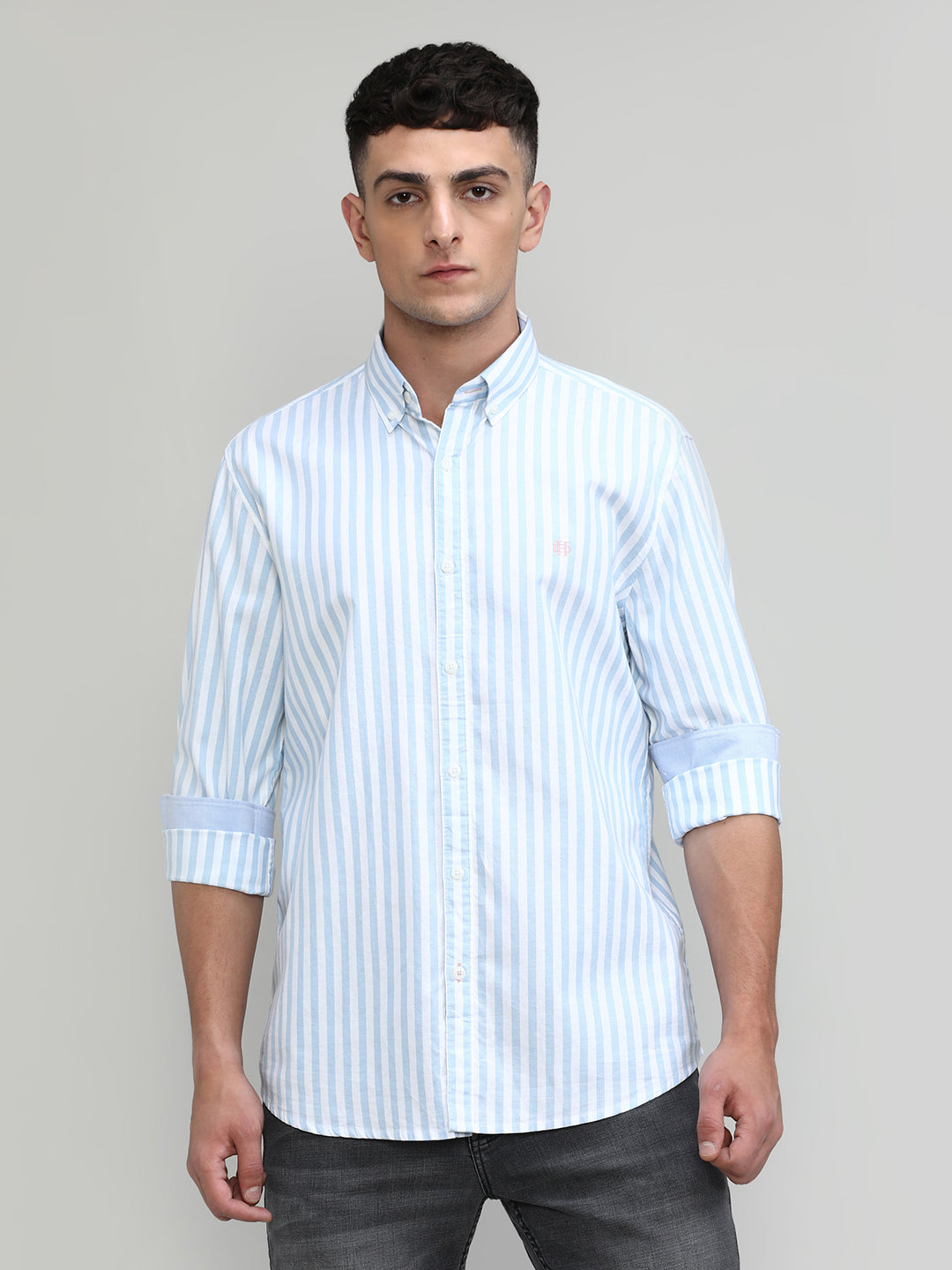 Sky Slim Fit Premium Cotton Lycra Stripe Shirt -SS25