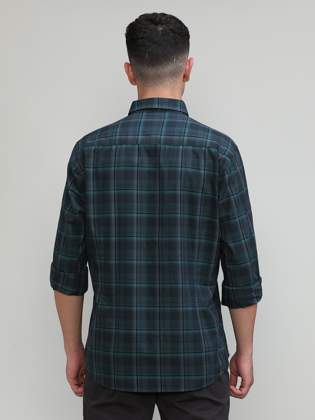 Exclusive Purple Collection Deep Green Slim Fit Premium Cotton Checks Shirt