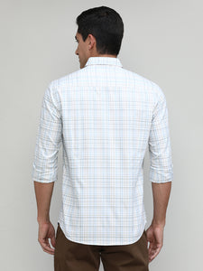 Sky Slim Fit Premuim Cotton Checks Shirt With Button Down Collar & Pocket
