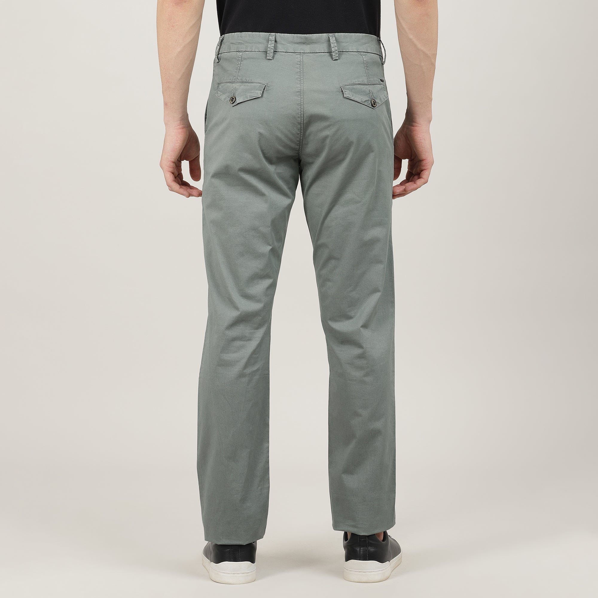 Charcoal Cotton Trousers Slim Tapered Fit