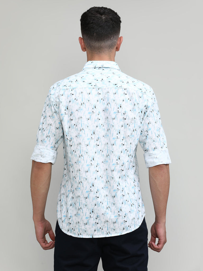 Sky Slim Fit Premium Cotton Printed Shirt With Pocket