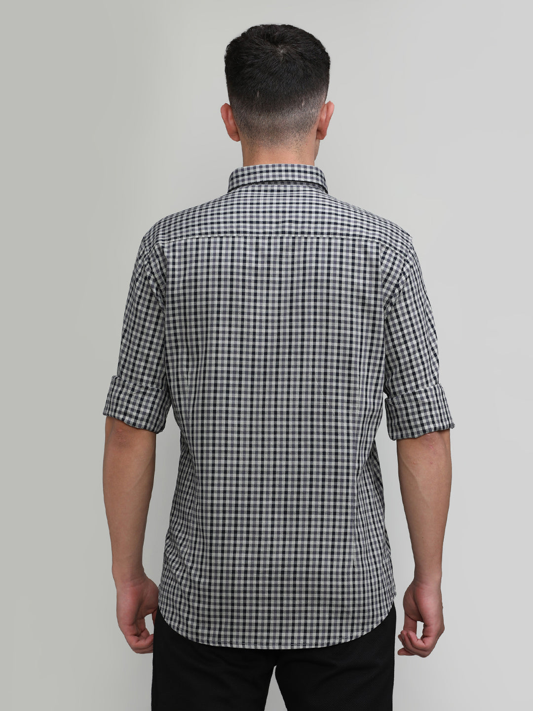 Exclusive Purple Collection Black Slim Fit Premium Cotton Checks Shirt