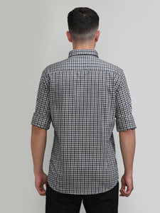 Exclusive Purple Collection Black Slim Fit Premium Cotton Checks Shirt