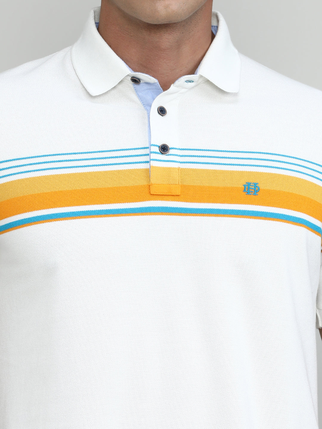 Snow White Pique Cotton Lycra Stripes Polo T-shirt