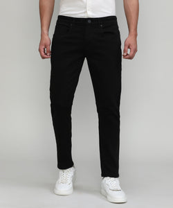 Jet Black Ankle Length Stretch Denim