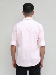Cherry Red Slim Fit Premium Cotton Printed Shirt With Pocket