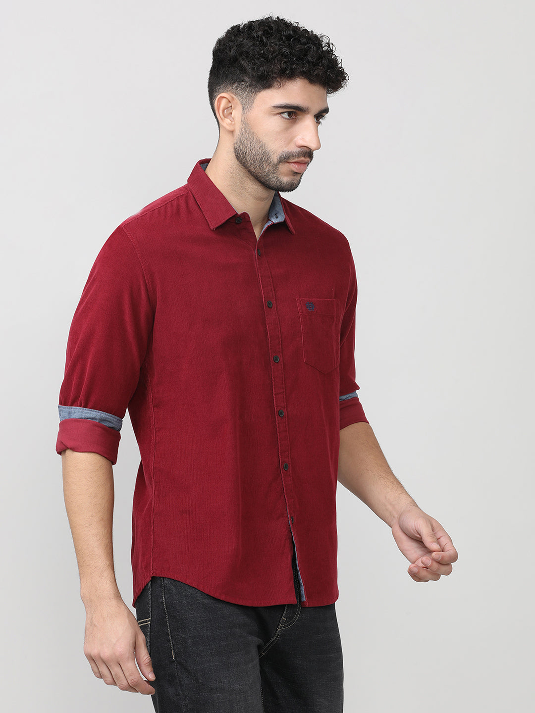 Red Corduroy Plain Shirt