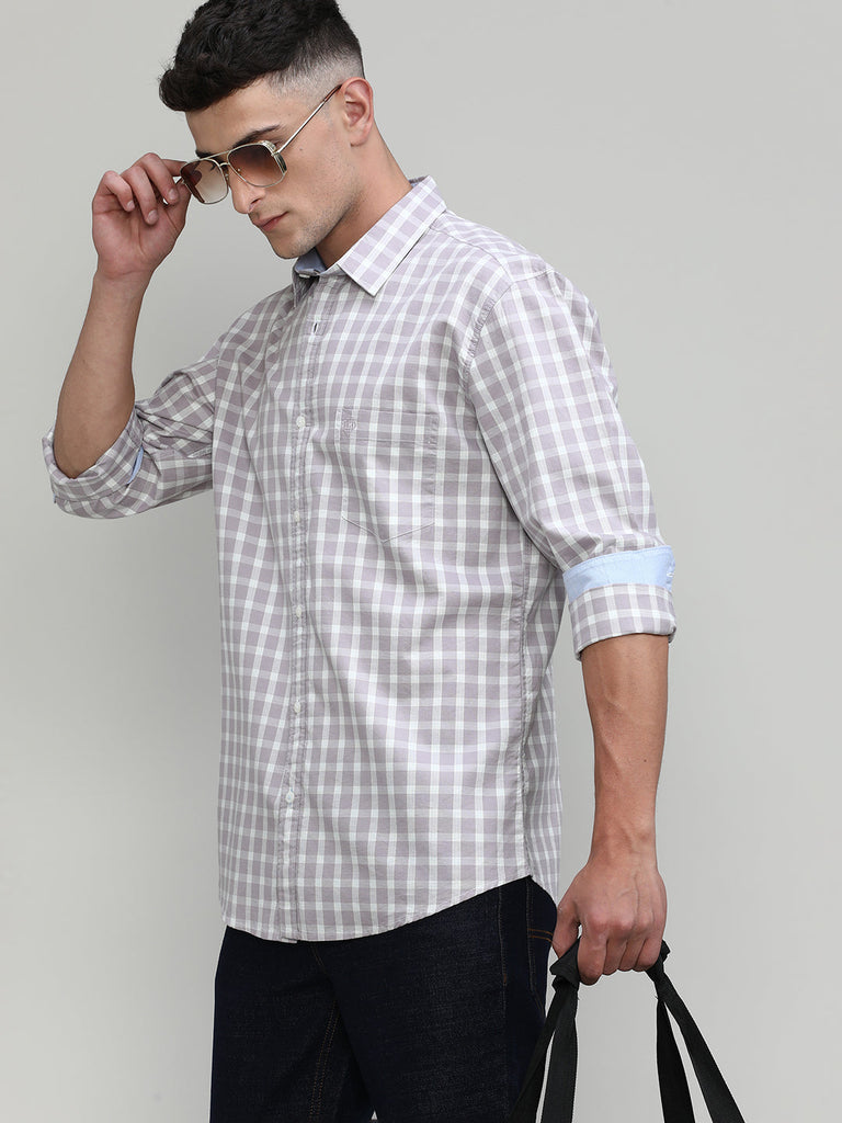 Dry Berry Slim Fit Premuim Cotton Checks Shirt With Regular Pocket