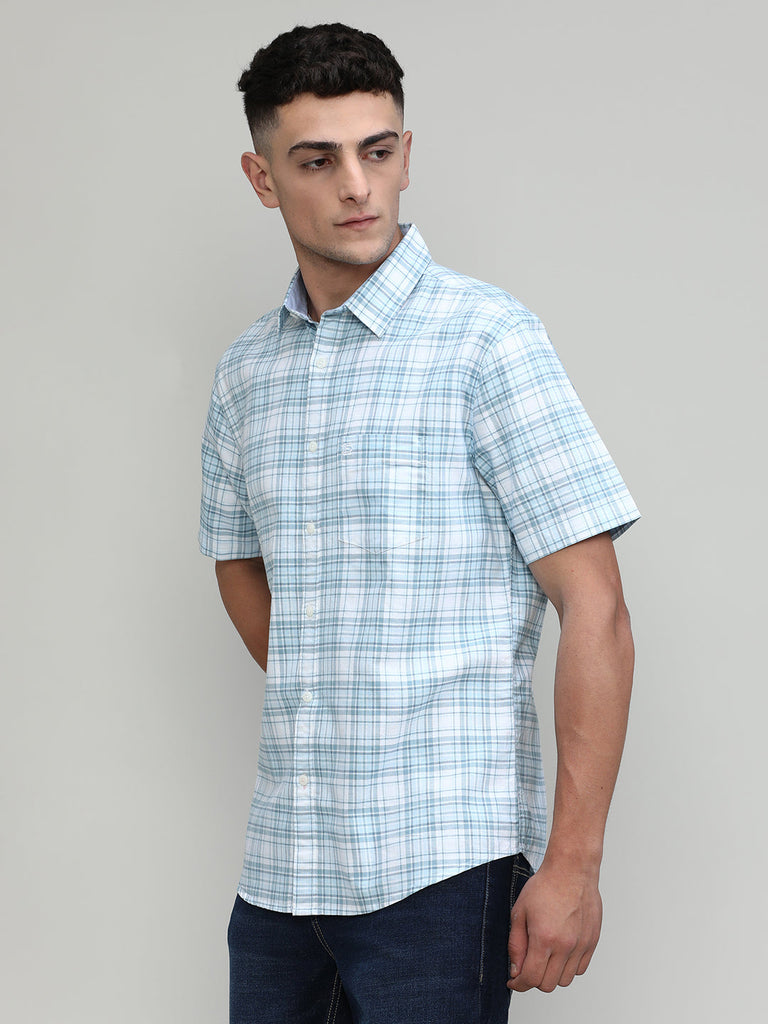 Sky Slim Fit Premuim Cotton Checks Shirt With Pocket