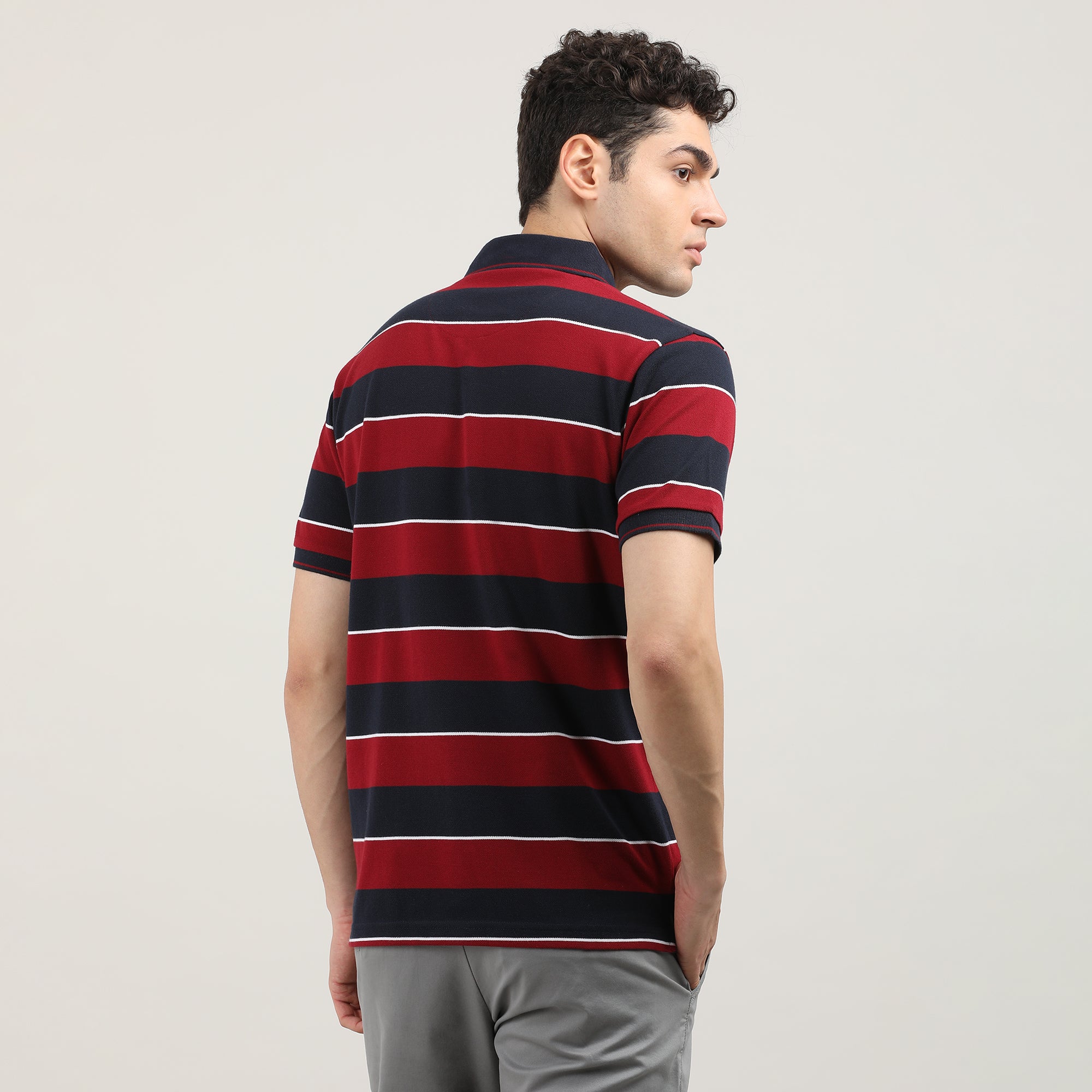 Red and Blue Striped Polo T-shirt