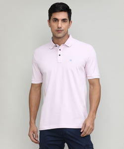 Lilac Snow Pique Cotton Lycra Solid Polo T-shirt