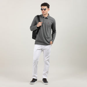 MELANGE ANTHRA-FULL SLEEVES-POLO-TSHIRT-AW24