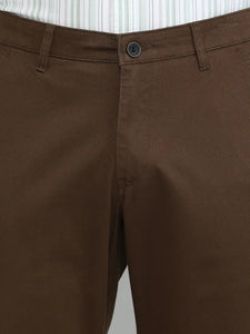 Brown Cotton Trousers Slim Tapered Fit