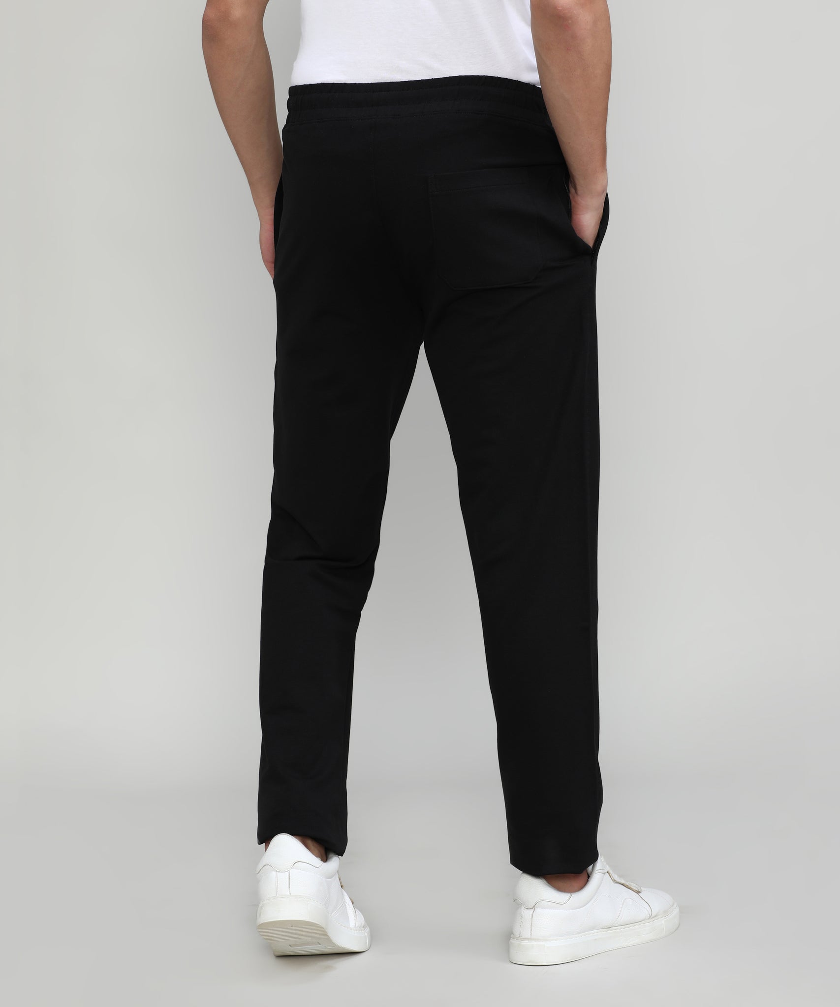 Black French Terry Lycra Cotton Track Pants